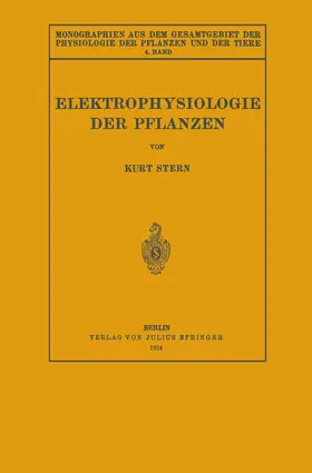 Stern / Parnas / Czapek |  Elektrophysiologie der Pflanzen | Buch |  Sack Fachmedien