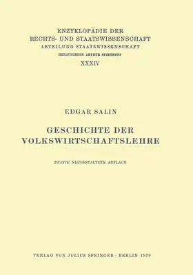 Salin / Kaskel / Kohlrausch |  Geschichte der Volkswirtschaftslehre | Buch |  Sack Fachmedien