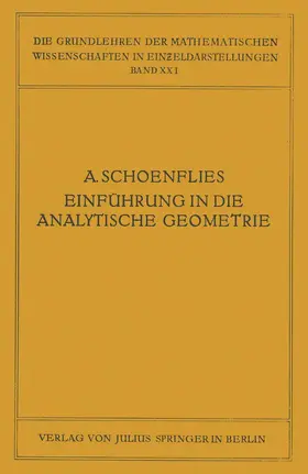 Schoenflies / Courant |  Einführung in die Analytische Geometrie der Ebene und des Raumes | Buch |  Sack Fachmedien
