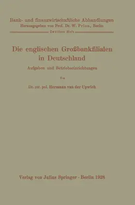 Upwich / Prion |  Die englischen Großbankfilialen in Deutschland | Buch |  Sack Fachmedien