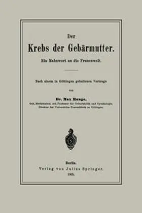 Runge |  Der Krebs der Gebärmutter | eBook | Sack Fachmedien