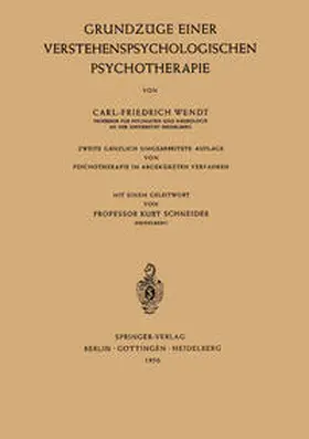 Wendt |  Grundzüge Einer Verstehenspsychologischen Psychotherapie | eBook | Sack Fachmedien