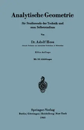 Hess |  Analytische Geometrie für Studierende der Technik und zum Selbststudium | eBook | Sack Fachmedien