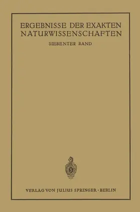 Schriftleitung der "Naturwissenschaften" |  Ergebnisse der Exakten Naturwissenschaften | Buch |  Sack Fachmedien