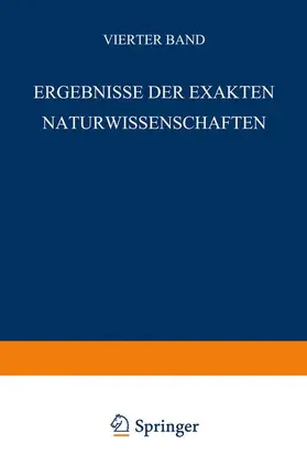 Schriftleitung der "Naturwissenschaften" |  Ergebnisse der Exakten Naturwissenschaften | Buch |  Sack Fachmedien