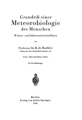 Rudder |  Grundriß einer Meteorobiologie des Menschen | Buch |  Sack Fachmedien