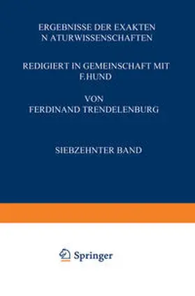 Hund / Trendelenburg |  Ergebnisse der Exakten Naturwissenschaften | eBook | Sack Fachmedien