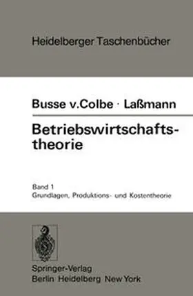 Busse Von Colbe / Lassmann |  Betriebswirtschaftstheorie | eBook | Sack Fachmedien