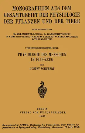 Schubert / Goldschmidt / Gildmeister |  Physiologie des Menschen im Flugzeug | Buch |  Sack Fachmedien