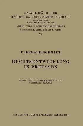 Schmidt / Kohlrausch / Kaskel |  Rechtsentwicklung in Preussen | Buch |  Sack Fachmedien