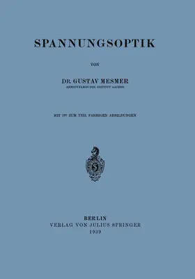 Mesmer |  Spannungsoptik | Buch |  Sack Fachmedien