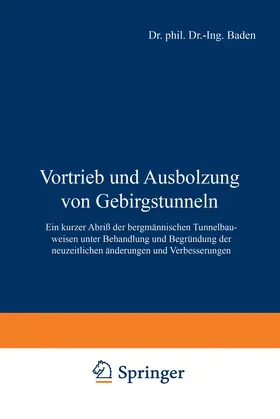 Bader |  Vortrieb und Ausbolzung von Gebirgstunneln | Buch |  Sack Fachmedien