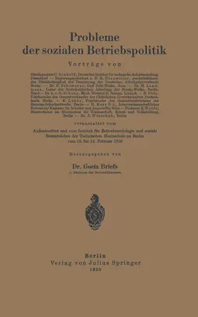 Arnhold / Woldt / Brauweiler |  Probleme der sozialen Betriebspolitik | Buch |  Sack Fachmedien