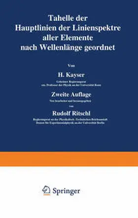 Kayser / Ritschl |  Tabelle der Hauptlinien der Linienspektre aller Elemente nach Wellenlänge geordnet | eBook | Sack Fachmedien