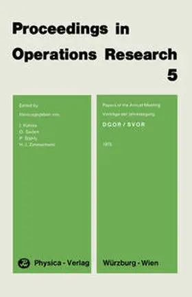Kohlas / Seifert / Stähly |  Proceedings in Operations Research 5 | eBook | Sack Fachmedien