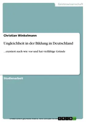 Winkelmann |  Ungleichheit in der Bildung in Deutschland | eBook | Sack Fachmedien
