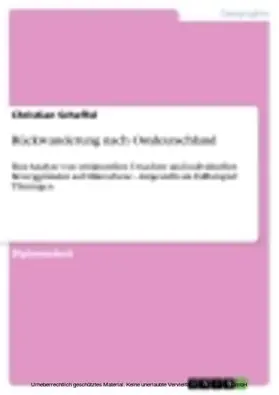 Scheffel |  Rückwanderung nach Ostdeutschland | eBook | Sack Fachmedien