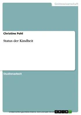 Pohl |  Status der Kindheit | eBook | Sack Fachmedien