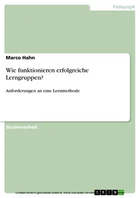 Hahn |  Lerngruppen als Lernmethode / Anforderungen an erfolgreiche Lerngruppen | eBook | Sack Fachmedien