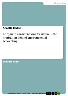 Becker |  Corporate considerations for nature – the motivation behind environmental accounting | eBook | Sack Fachmedien