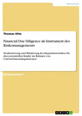 Otte |  Financial Due Diligence als Instrument des Risikomanagements | eBook | Sack Fachmedien