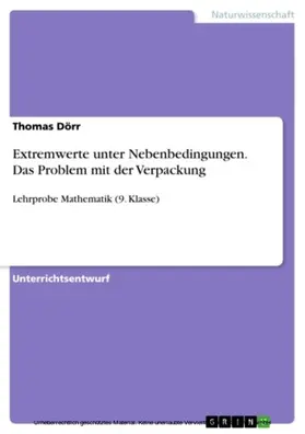 Dörr |  Extremwerte unter Nebenbedingungen. Das Problem mit der Verpackung | eBook | Sack Fachmedien