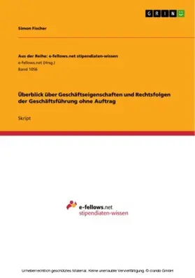 Fischer |  Überblick über Geschäftseigenschaften und Rechtsfolgen der Geschäftsführung ohne Auftrag | eBook | Sack Fachmedien