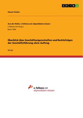 Fischer |  Überblick über Geschäftseigenschaften und Rechtsfolgen der Geschäftsführung ohne Auftrag | Buch |  Sack Fachmedien