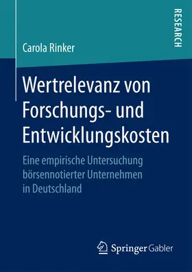 Rinker |  Wertrelevanz von Forschungs- und Entwicklungskosten | Buch |  Sack Fachmedien