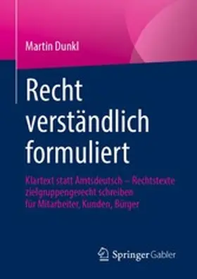 Dunkl |  Recht verständlich formuliert | eBook | Sack Fachmedien