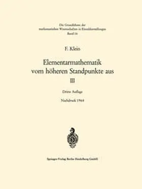 Klein | Elementarmathematik vom höheren Standpunkte aus, III | E-Book | www2.sack.de