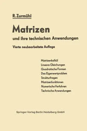 Zurmühl |  Matrizen und Ihre Technischen Anwendungen | eBook | Sack Fachmedien