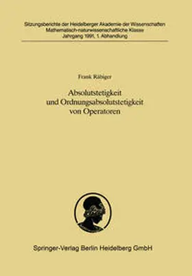 Räbiger |  Absolutstetigkeit und Ordnungsabsolutstetigkeit von Operatoren | eBook | Sack Fachmedien