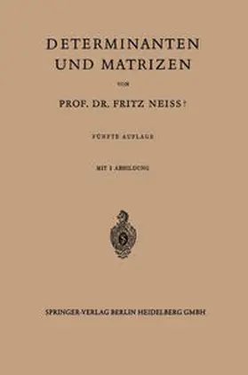 Neiss |  Determinanten und Matrizen | eBook | Sack Fachmedien
