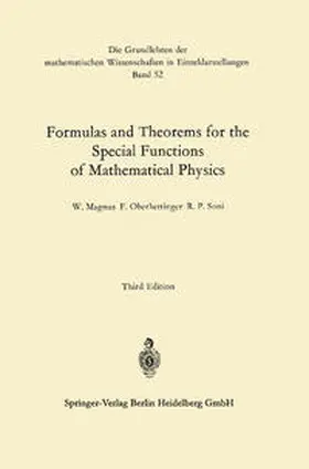 Magnus / Oberhettinger / Soni |  Formulas and Theorems for the Special Functions of Mathematical Physics | eBook | Sack Fachmedien