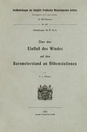 von Elsner |  Über den Einfluß des Windes auf den Barometerstand an Höhenstationen | eBook | Sack Fachmedien