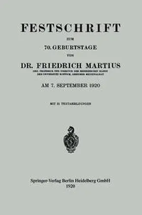 Martius |  Festschrift zum 70. Geburtstage | eBook | Sack Fachmedien