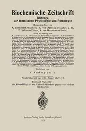 Welzmüller |  Die Abbaufähigkeit der Kuhmilchdiastase gegen verschiedene Stärkearten | eBook | Sack Fachmedien