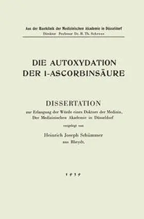 Schümmer |  Die Autoxydation der l-Ascorbinsäure | eBook | Sack Fachmedien