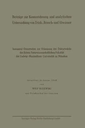Olszewski |  Beiträge zur Kennzeichnung und analytischen Untersuchung von Trink-, Brauch- und Abwasser | eBook | Sack Fachmedien