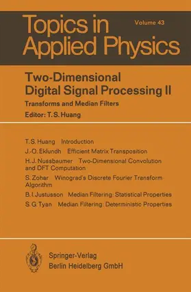 Huang |  Two-Dimensional Digital Signal Processing II | Buch |  Sack Fachmedien