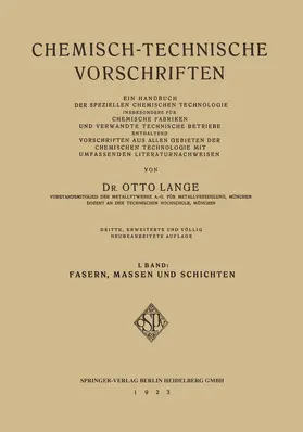Lange | Chemisch-Technische Vorschriften | Buch | 978-3-662-31454-8 | www2.sack.de