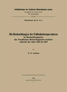 Scultetus |  Die Beobachtungen der Erdbodentemperaturen | eBook | Sack Fachmedien