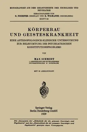 Schmidt |  Körperbau und Geisteskrankheit | Buch |  Sack Fachmedien