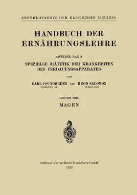 Salomon / von Noorden |  Handbuch der Ernährungslehre | Buch |  Sack Fachmedien