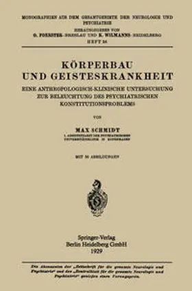 Schmidt |  Körperbau und Geisteskrankheit | eBook | Sack Fachmedien