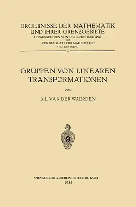 Waerden |  Gruppen von Linearen Transformationen | Buch |  Sack Fachmedien