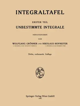 Hofreiter / Gröbner |  Integraltafel | Buch |  Sack Fachmedien