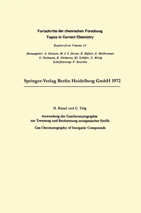 Tölg / Ruessel |  Anwendung der Gaschromatographie zur Trennung und Bestimmung anorganischer Stoffe | Buch |  Sack Fachmedien