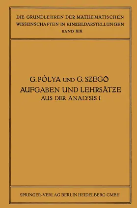 Szegö / Jenkins |  Aufgaben und Lehrsätze aus der Analysis | Buch |  Sack Fachmedien